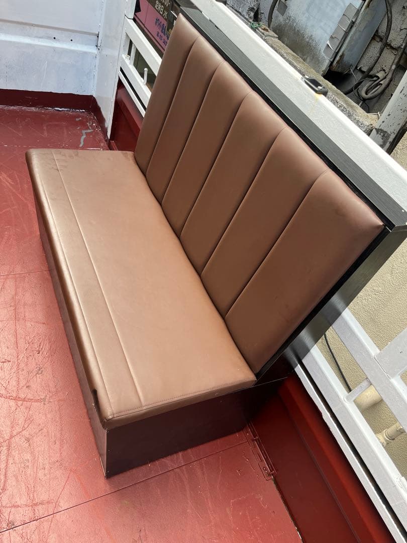 業務用ブラウン 合成皮革 背もたれ付きベンチソファ 2人掛けソファー、全部20枚