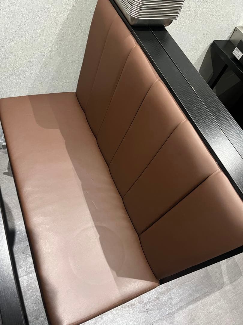 業務用ブラウン 合成皮革 背もたれ付きベンチソファ 2人掛けソファー、全部20枚