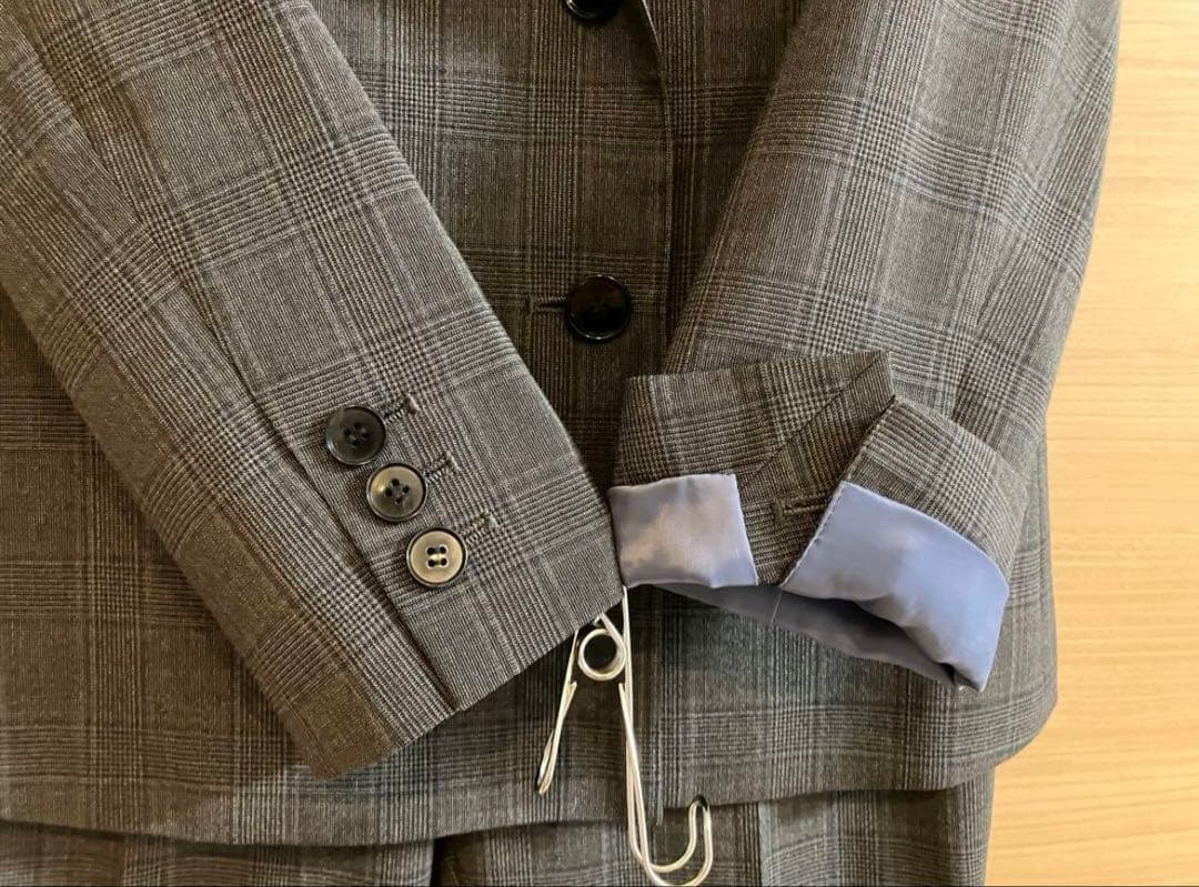 ミワク スーツ セットアップ 茶チェック ダブルジャケット パンツ リラジャケ