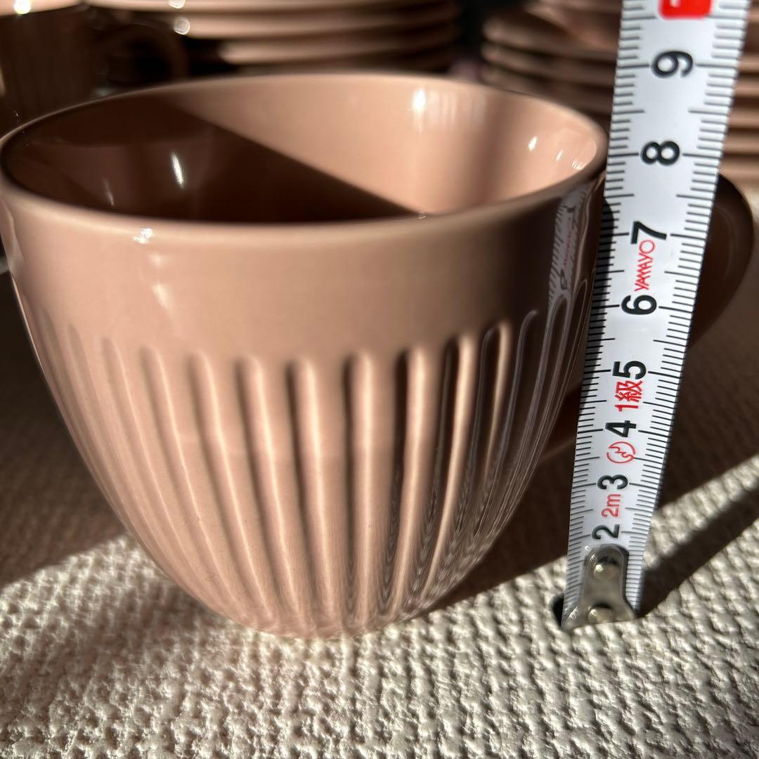 サーモンピンク陶器プレートセット　5客揃い　未使用