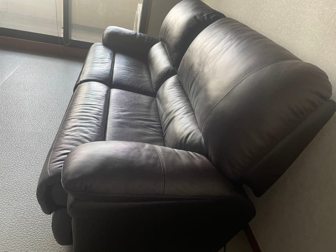 高級　電動リクライニングソファ　二人がけ　ゆったり　馬場家具　ブラウン　レザー