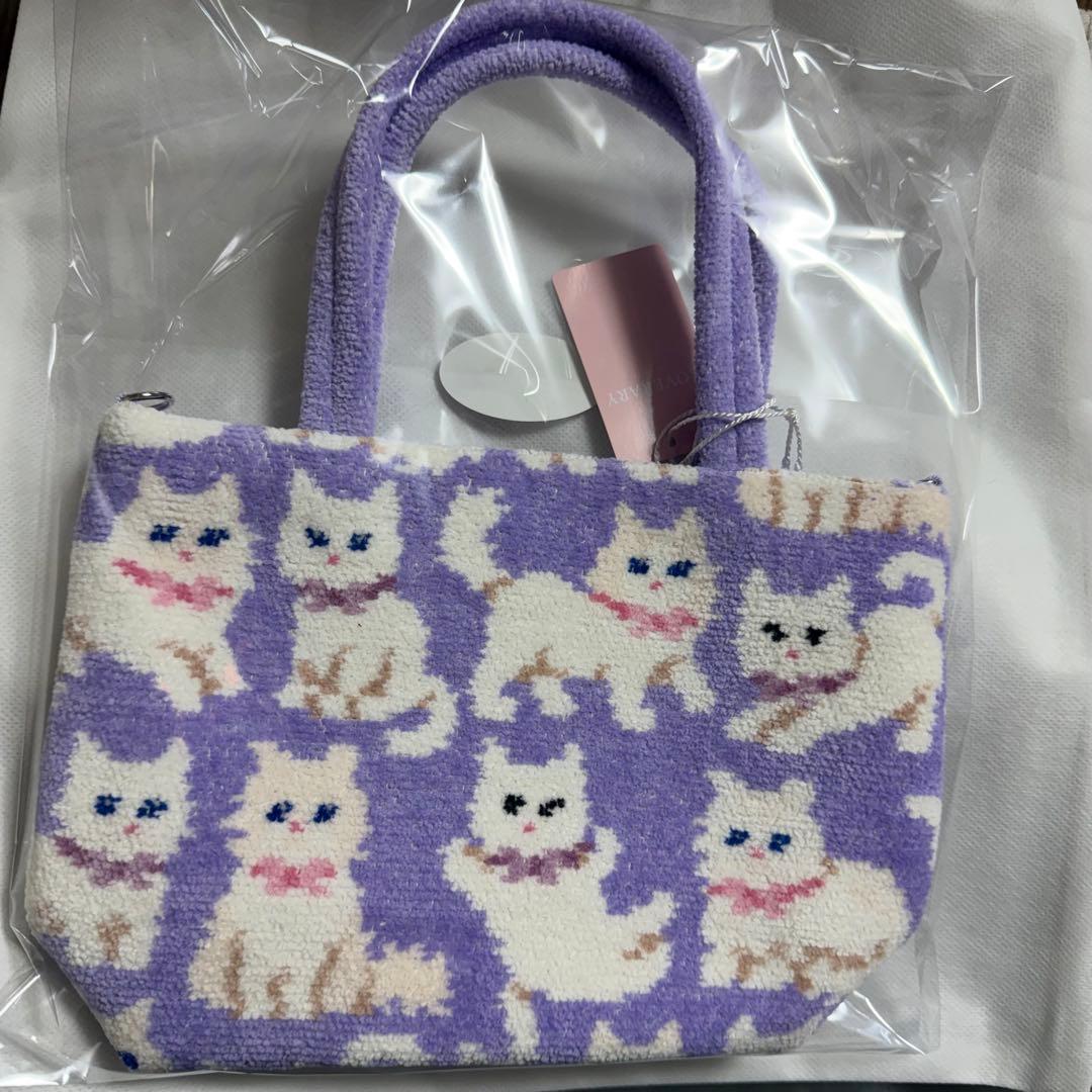 フェイラー　モフモフネコチャン　バッグ　ペールパープル