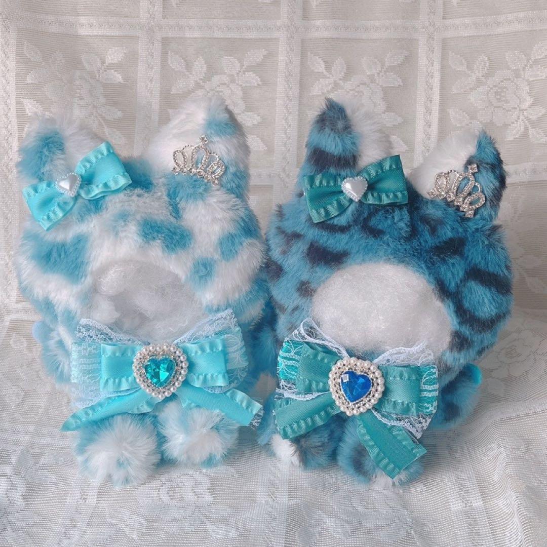 b.185 ぬい服 12cm ちびぐるみ 着ぐるみ おすわり 青色 天使狼セット