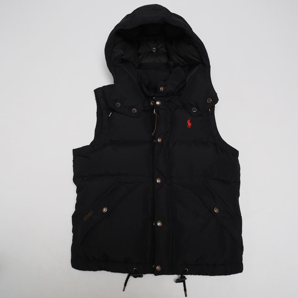 POLO RALPH LAUREN ポニー刺繍 2WAY肉厚ダウンベスト 黒S