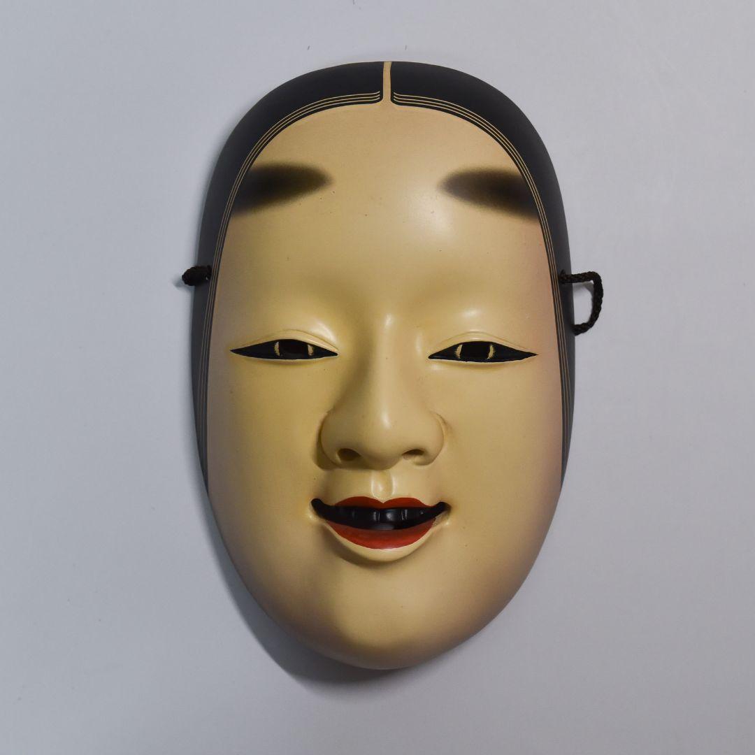 能面 小面 人間国宝長沢氏春作 能面袋付き 美品(G12)