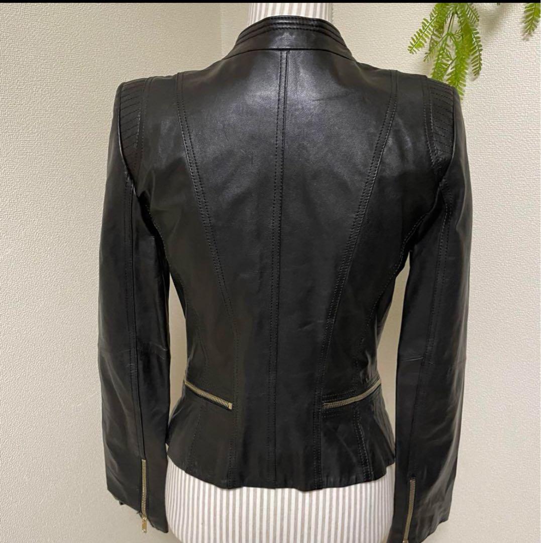 ヴェロモーダ　【L】希少品　新品　ヤギ革レザージャケット 革ジャン　黒　男女