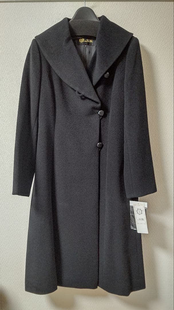 東京ソワール　アンゴラ混エレガントショールカラーロングコート/QVC