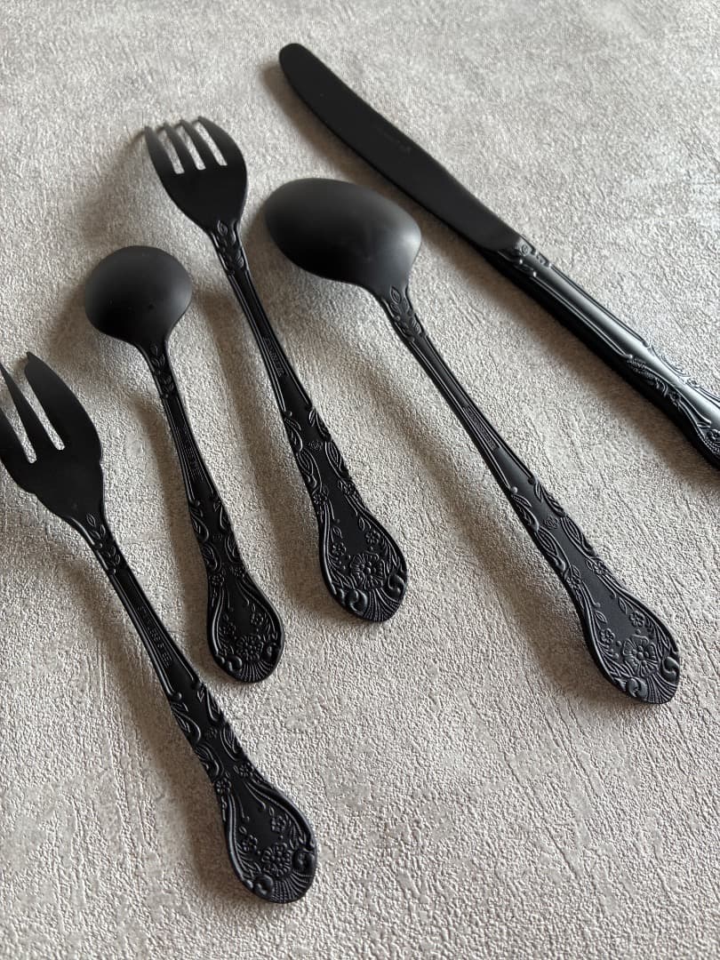 マットブラックカトラリーセット 5ピース ステンレス【新品】