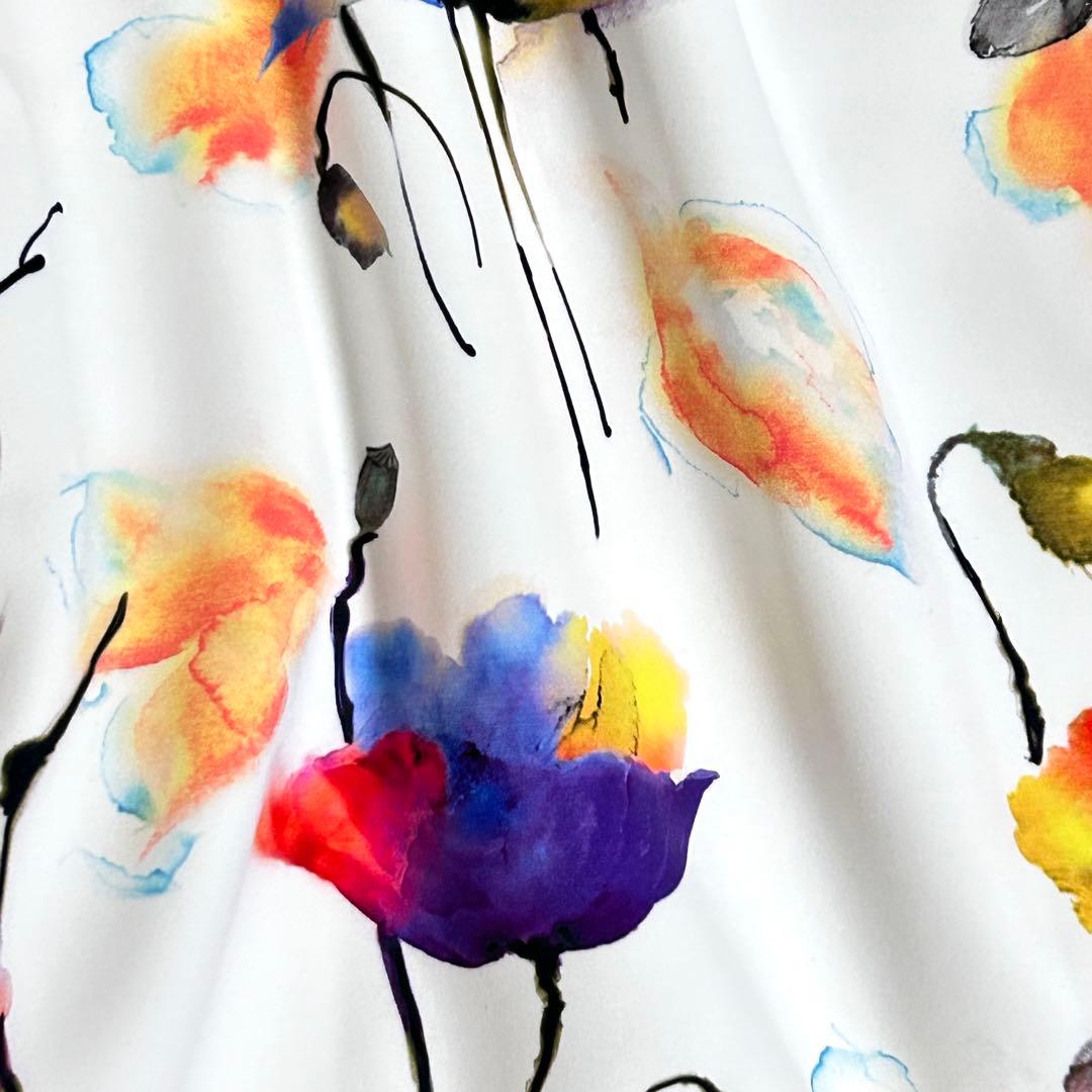 新品⭐️3.1万 ヴィヴィアンタム 水彩画 スカート 花柄 40 白 フレア 希少