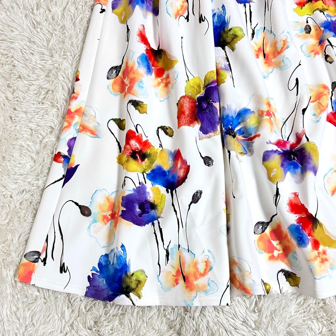 新品⭐️3.1万 ヴィヴィアンタム 水彩画 スカート 花柄 40 白 フレア 希少