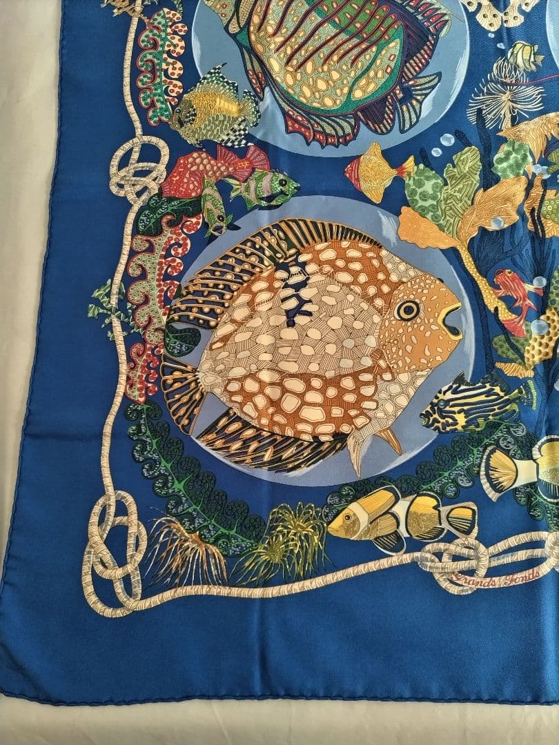 エルメス　スカーフ　シルク　ブルー★お値下げしました★