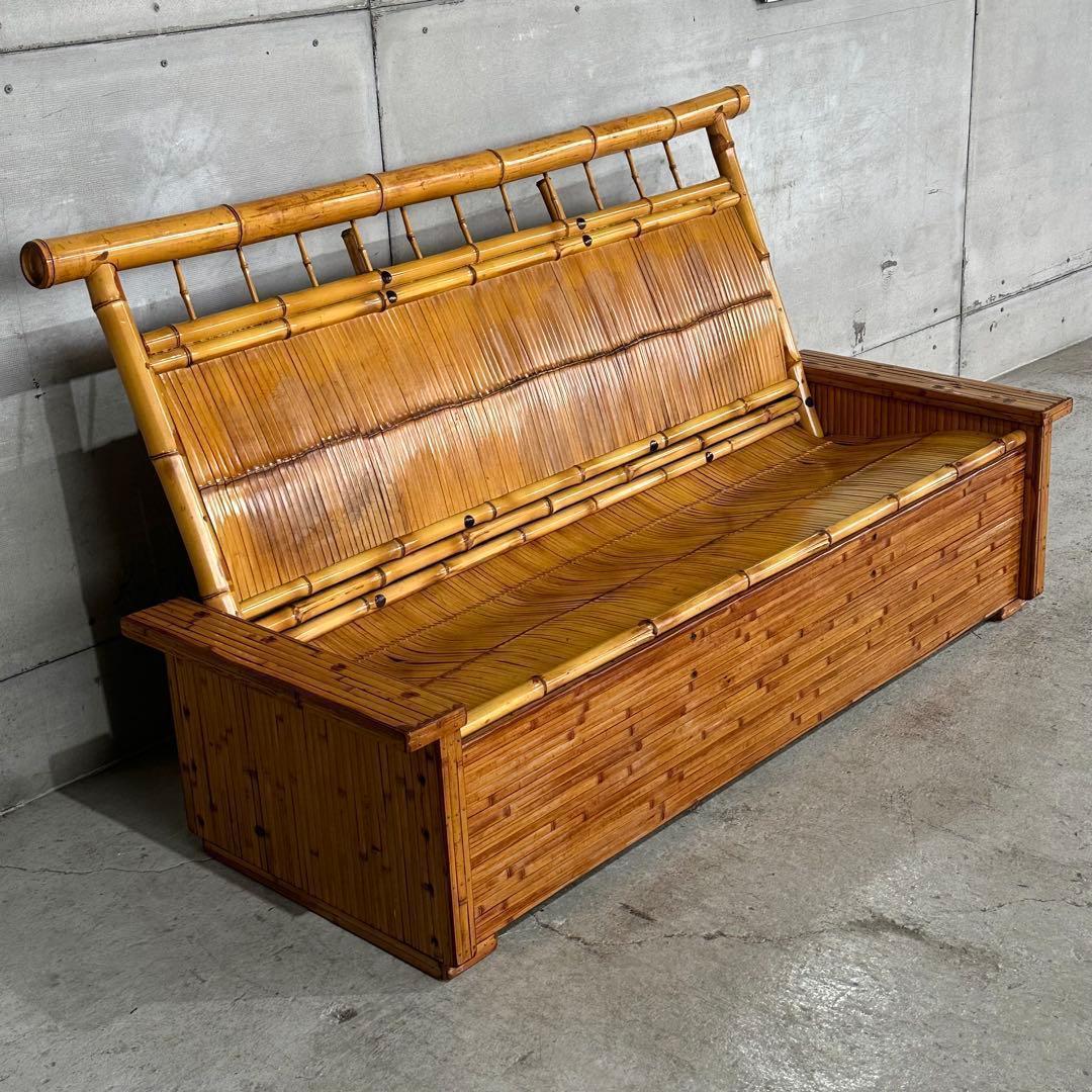 ✿伝統工芸✿ 和風竹家具 “梅里竹芸” 3人掛けソファ アジアン家具　長椅子