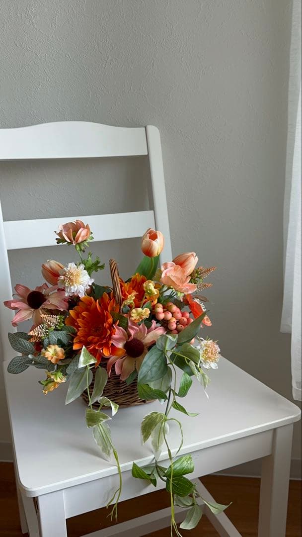 カゴブーケ/ウエディングブーケ/造花ブーケ/ブートニア付