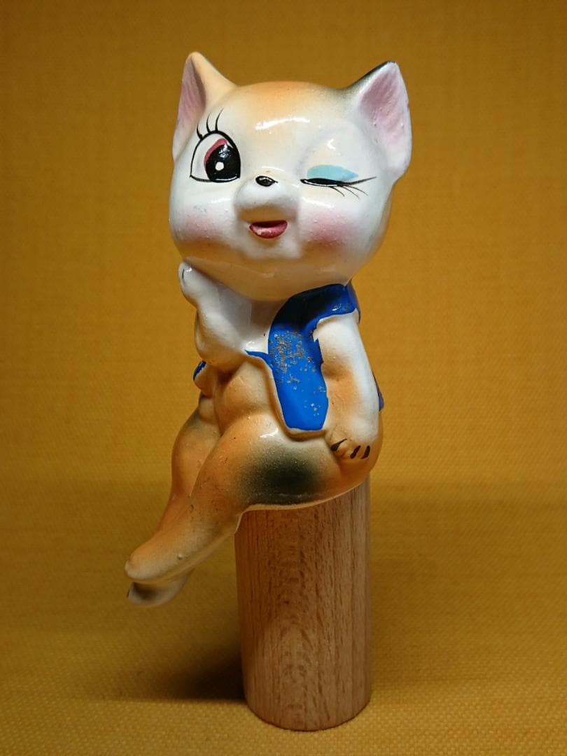 人形　ネコ　ブタ　陶器　オブジェ　置物　インテリア　工芸品　美術品　A1271