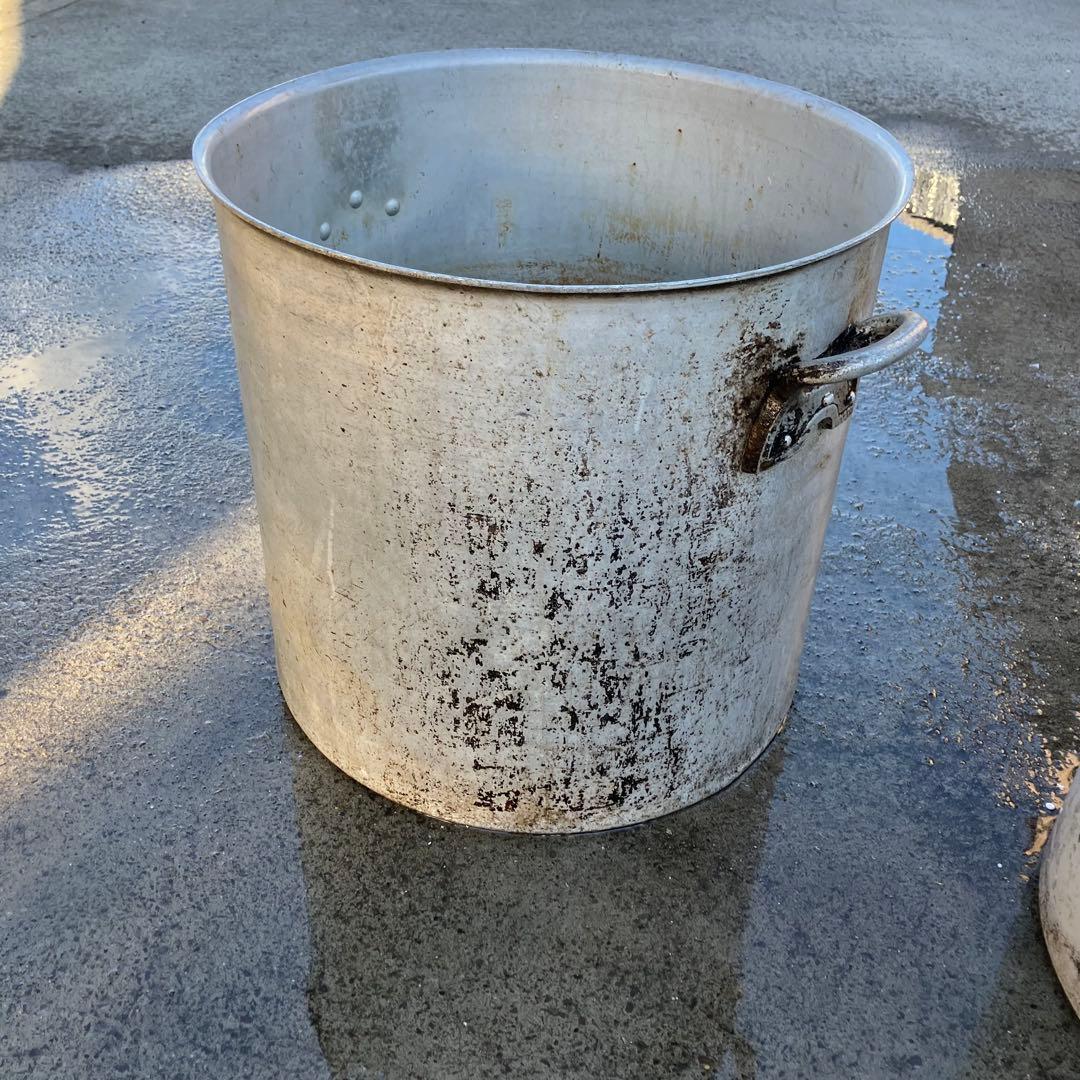約120L アルミ寸胴鍋 特大 大型 取っ手付き 芋煮など ビンテージ 古道具