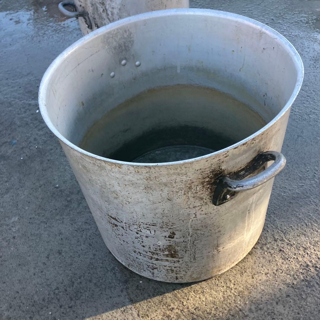 約120L アルミ寸胴鍋 特大 大型 取っ手付き 芋煮など ビンテージ 古道具