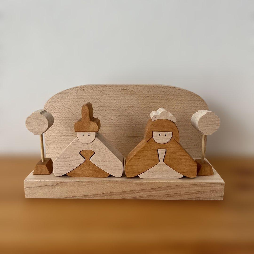 開封のみ未使用 ISLESIGN 木製ひな人形セット