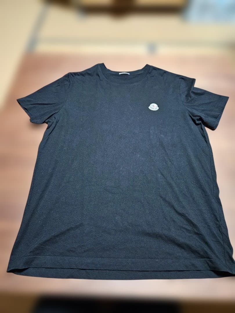 MONCLER ブラック Tシャツ ロゴ刺繍sizeXL