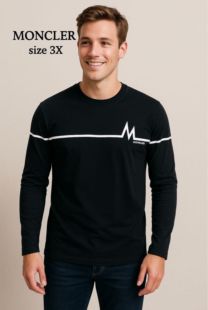 モンクレール　ロングTシャツ　3XL ブラック系 ワッペン ロゴ