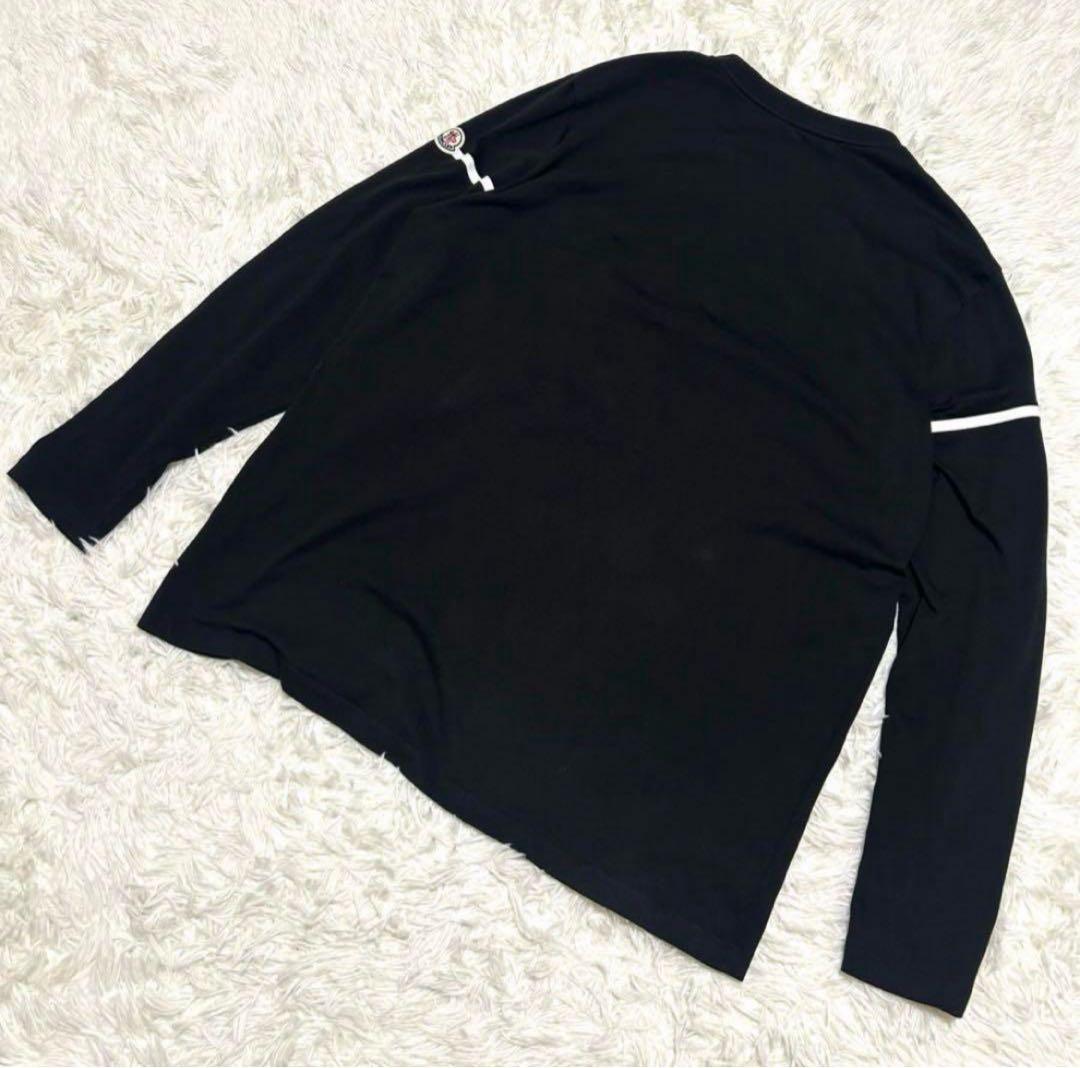 モンクレール　ロングTシャツ　3XL ブラック系 ワッペン ロゴ