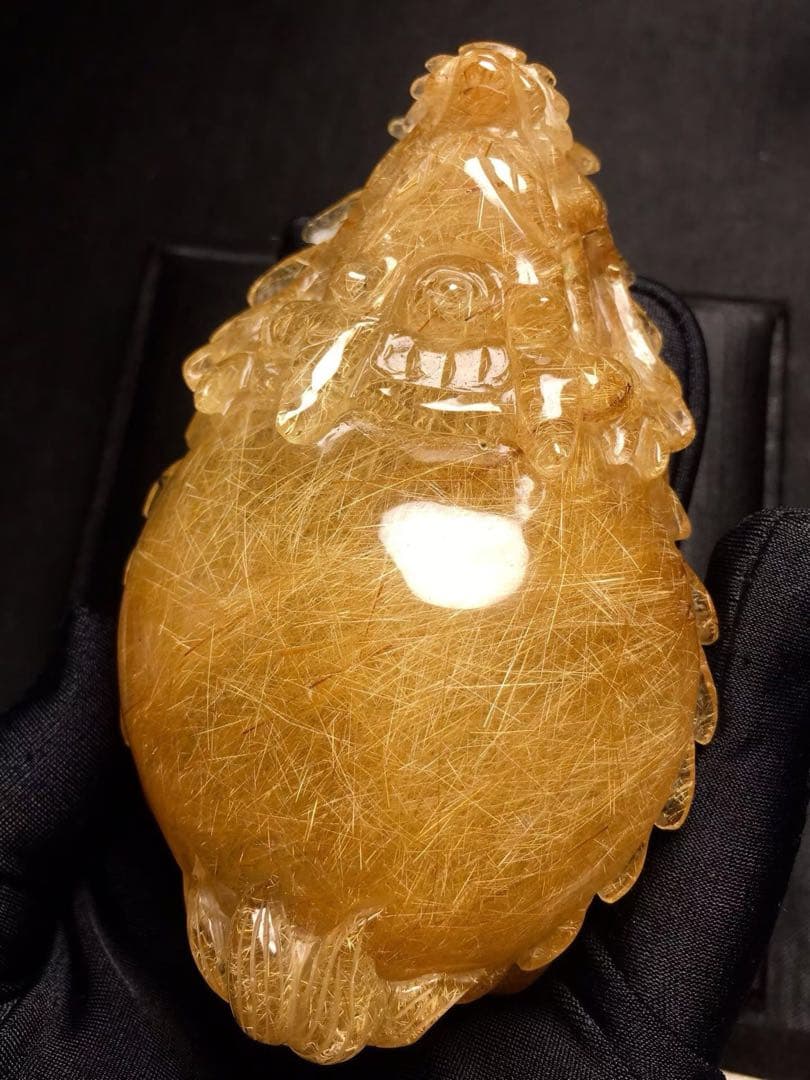 ⭐︎【天然】ゴールド ルチル クオーツ 置物 223g