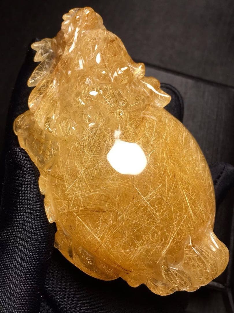 ⭐︎【天然】ゴールド ルチル クオーツ 置物 223g