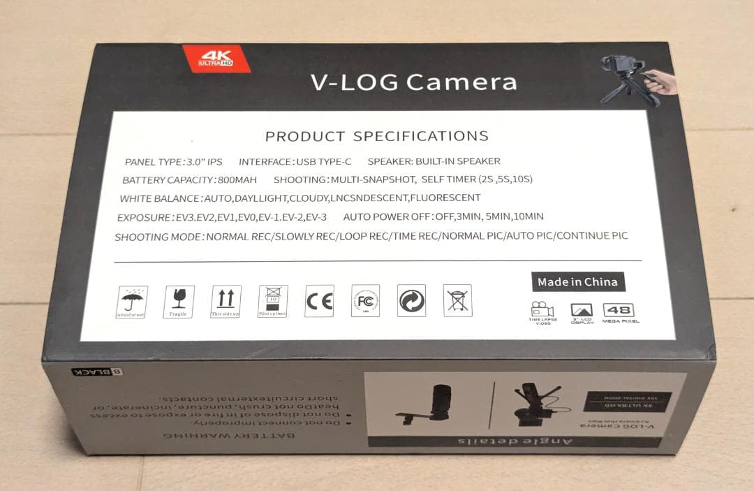 ビデオカメラ AMKOV V-LOG Camera 4K Ultra HD