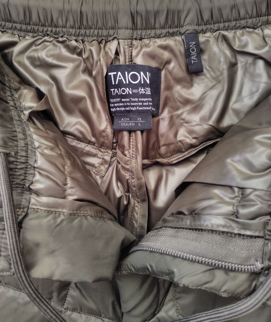 TAION ダウンパンツ カーキXL