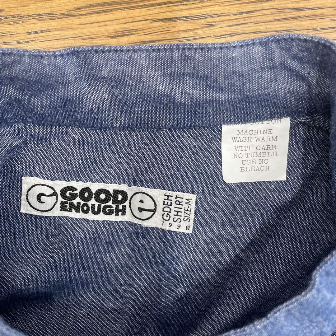 デッドストック　グッドイナフ シャンブレー　ノーカラーシャツ　ネイビー　Ｍ
