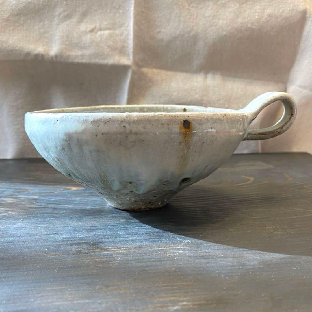 中村哲雄　薄灰　取っ手付きスープカップ 2個セット　作家もの