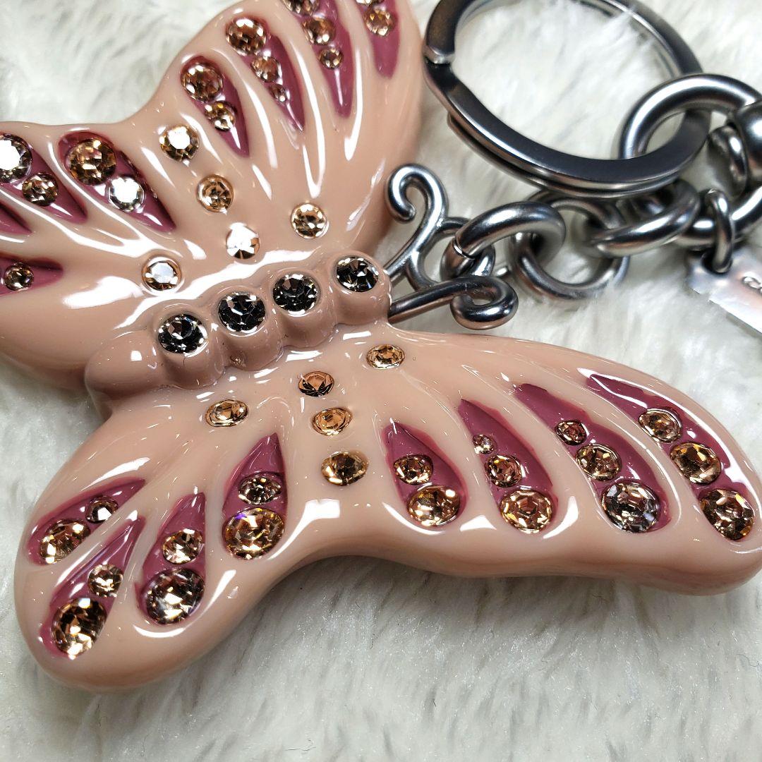 COACH コーチ 3D立体ビジューバタフライ蝶々キーホルダー未使用級極美品