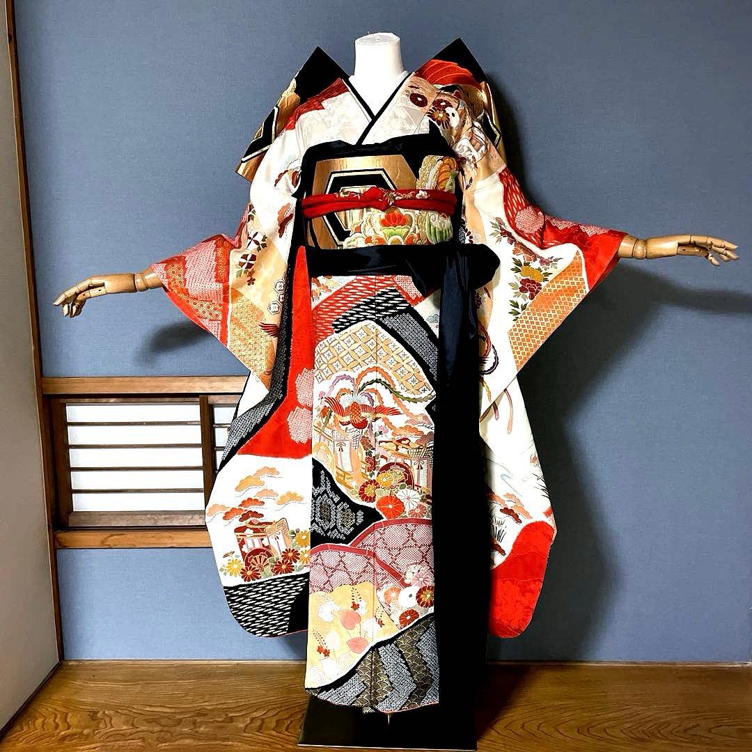 振袖フルセット　絞り　手描き友禅　手刺繍　吉祥文様　鳳凰　成人式振袖　振袖