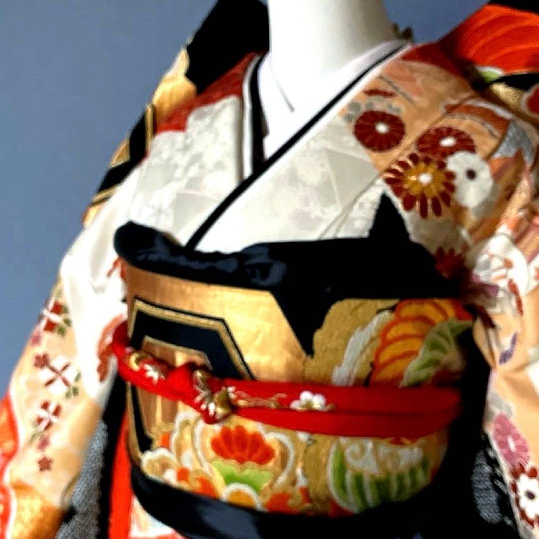 振袖フルセット　絞り　手描き友禅　手刺繍　吉祥文様　鳳凰　成人式振袖　振袖