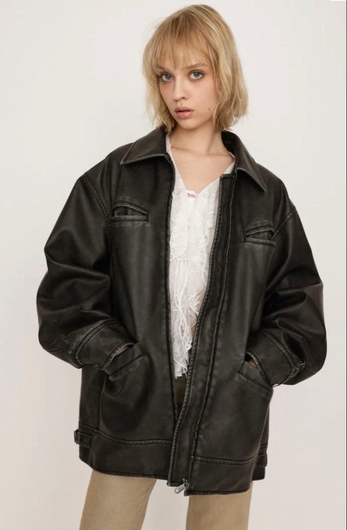 SLY VINTAGE BOXY F／LEATHER ジャケット