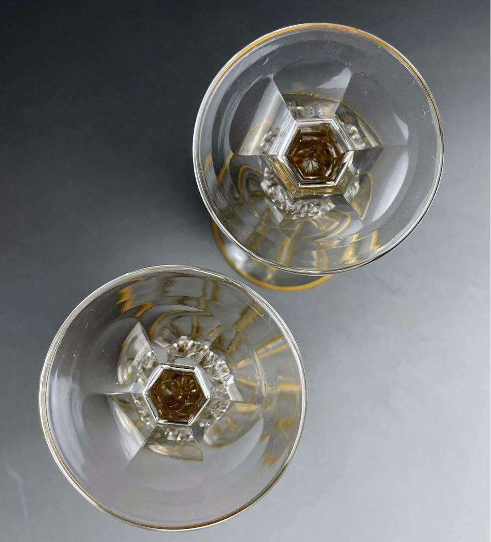 モーゼル 金彩装飾 リキュールグラス ペア シャンパングラス ワイングラス