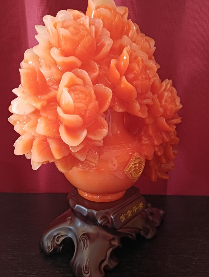 おすすめ！中国工芸品　牡丹の花置物　風水アイテム