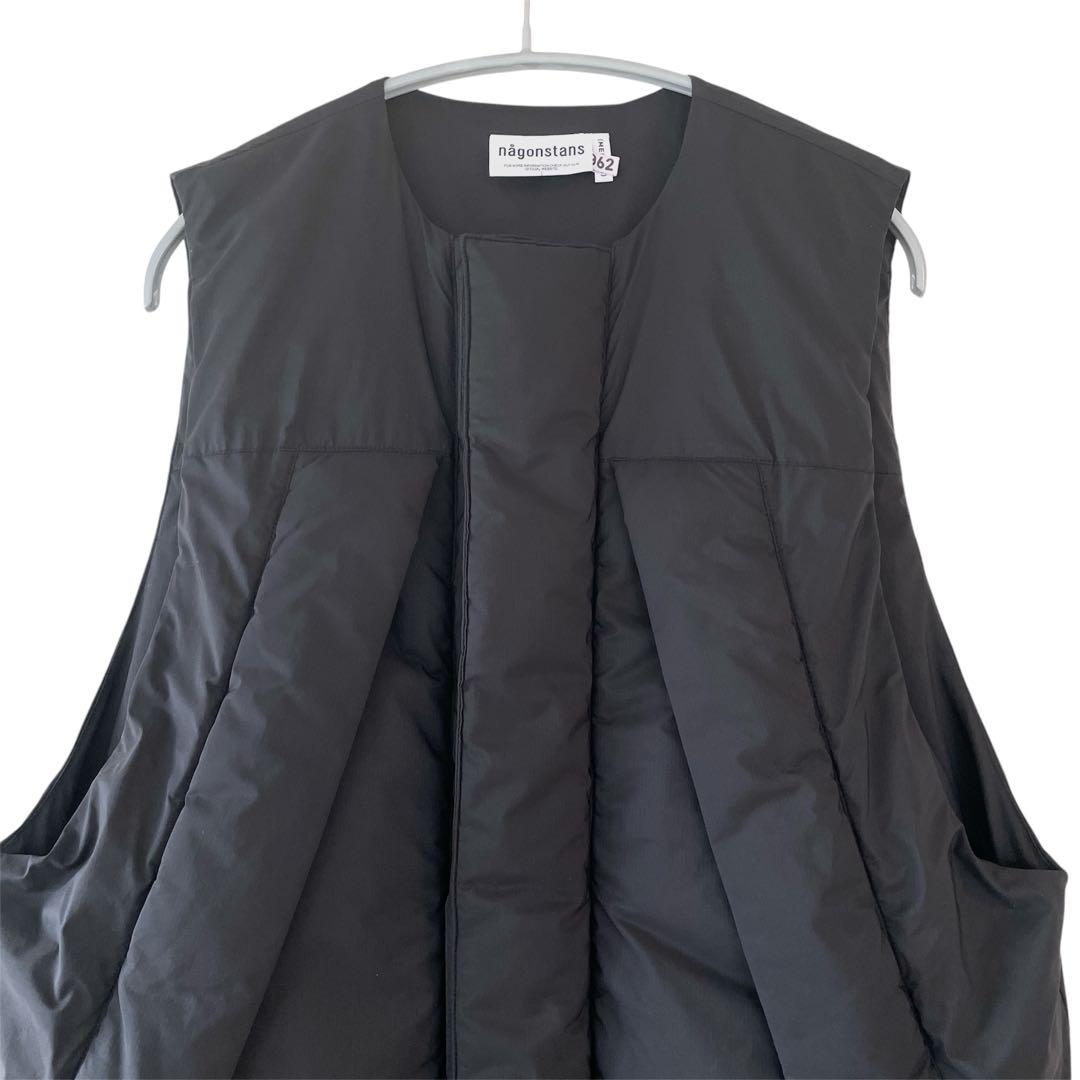 ☆美品今季 nagonstans ナゴンスタンス ノーカラー ダウン ベスト 黒