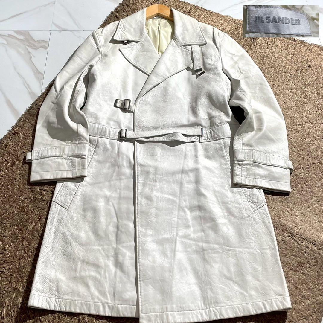 美品✨JIL SANDER ダブル レザートレンチコート ベルト ピンクの猫様
