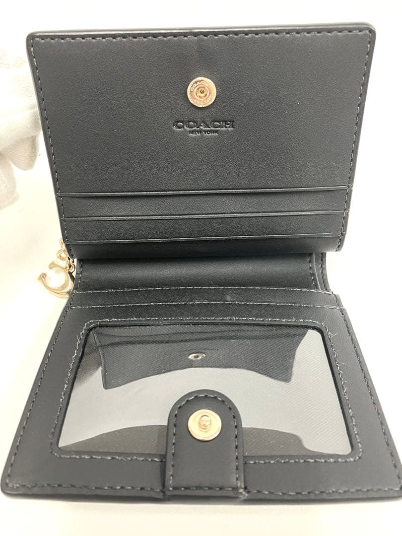 ［S12-68］未使用品 COACH スナップウォレット レザー 黒 ミニ財布