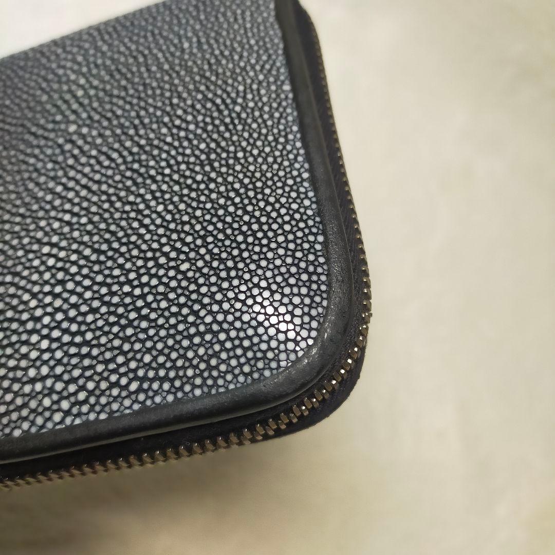 希少 ボッテガヴェネタ スティングレイ エイ革 ラウンドファスナー 黒