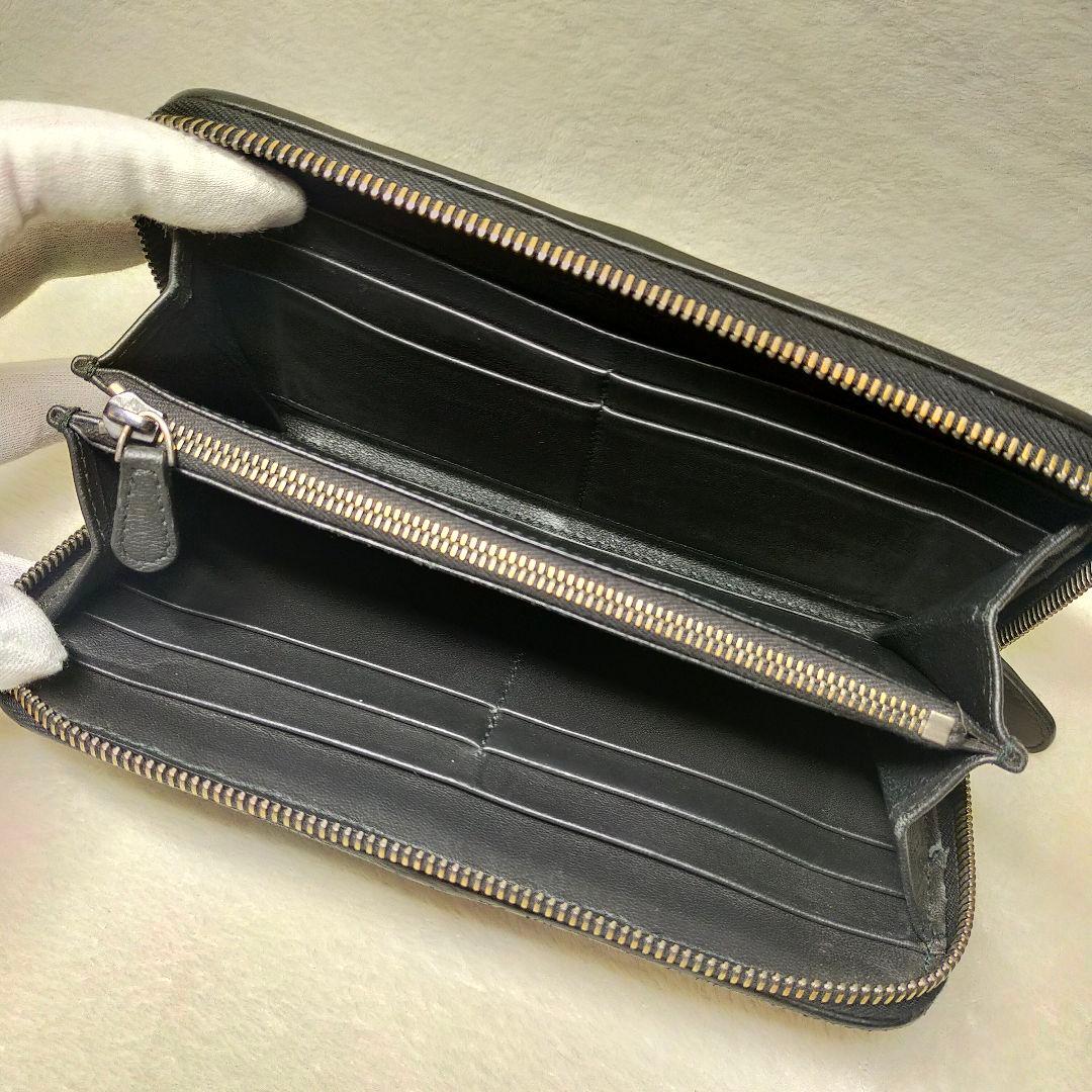 希少 ボッテガヴェネタ スティングレイ エイ革 ラウンドファスナー 黒