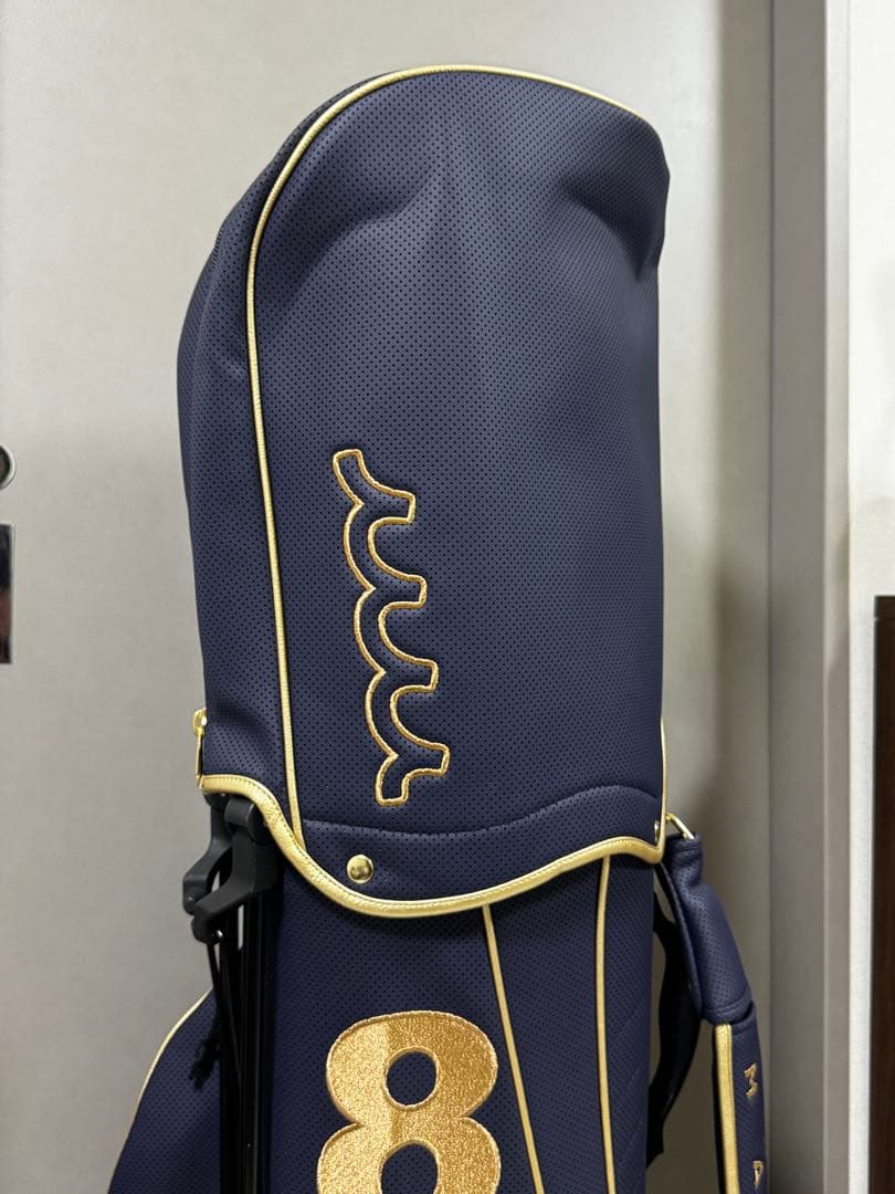 ムータマリン パンチングエシカルレザー スタンドキャディバッグとヘッドカバー