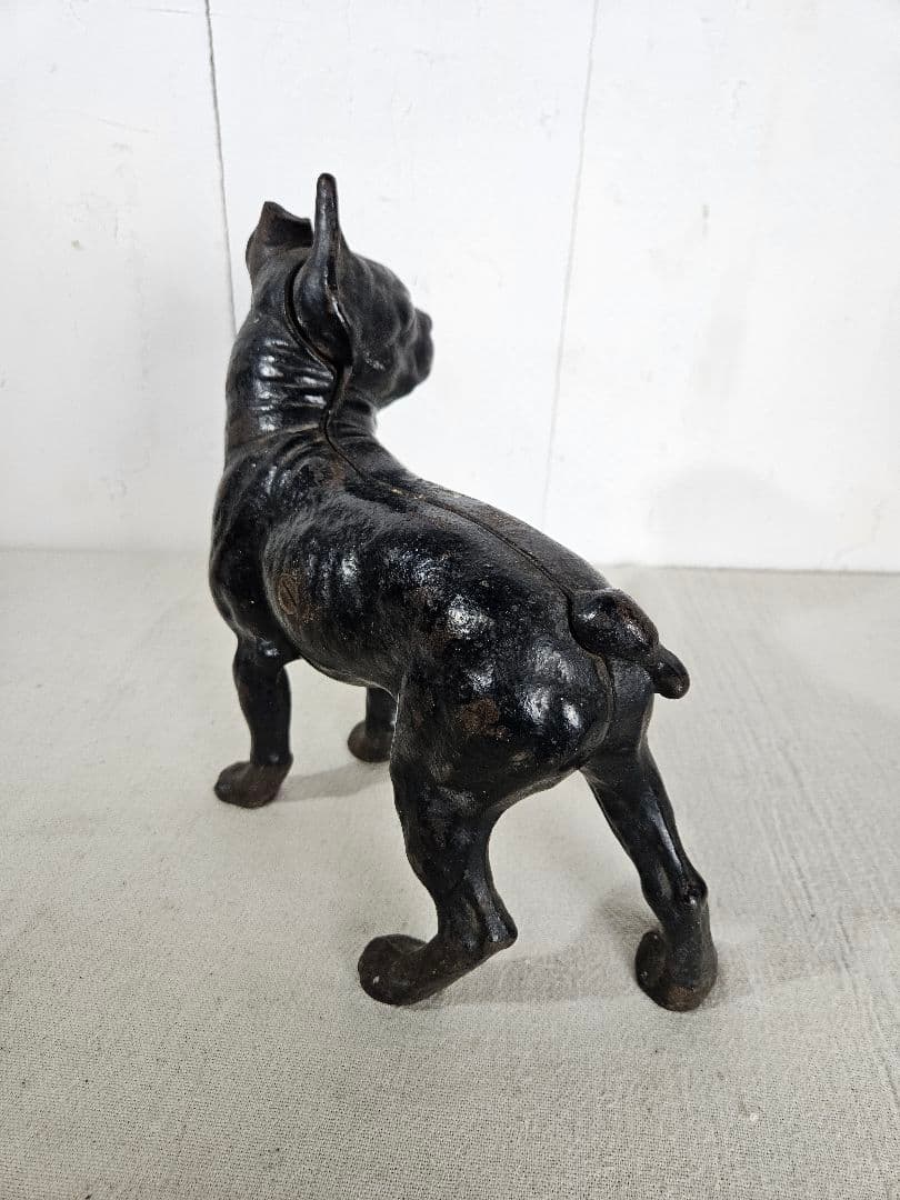 ANTIQUE ボストンテリア 犬の置物 鉄製 ドアストッパー オブジェ 鋳物