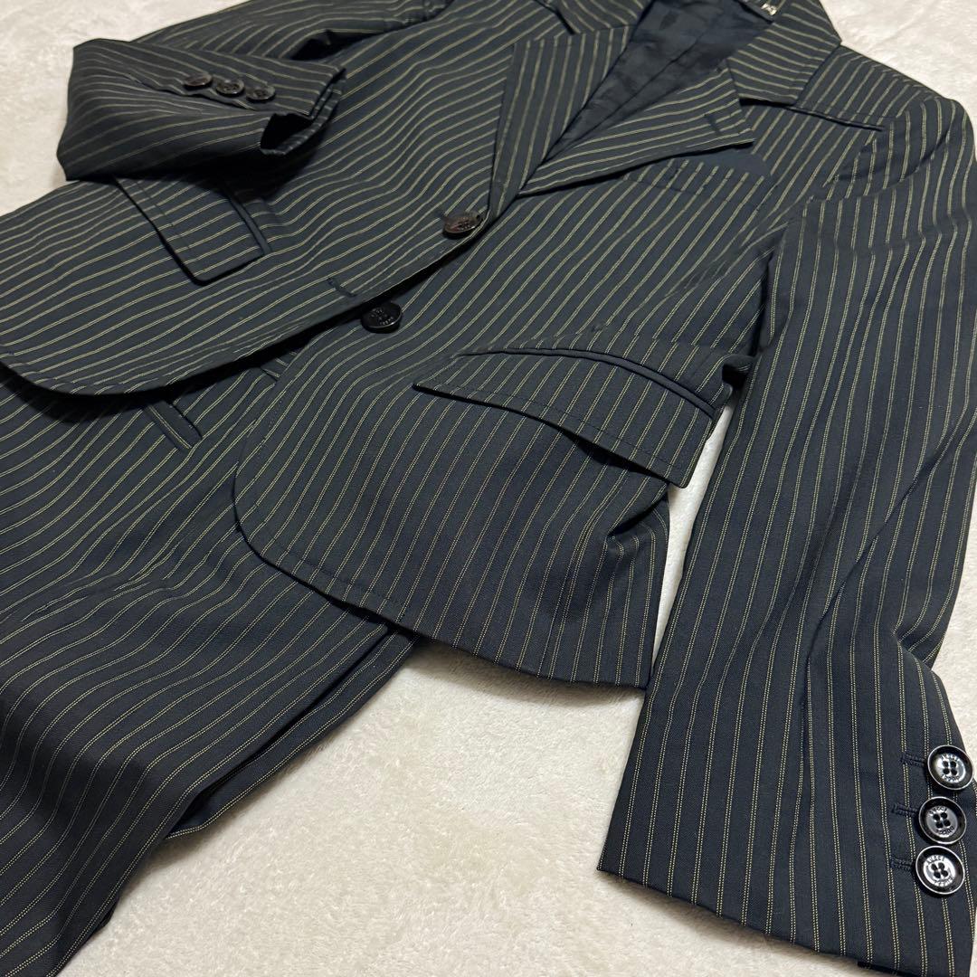 美品　グッチ　スーツセット　パンツ　黒　ストライプ　40(L) 38(M)短丈