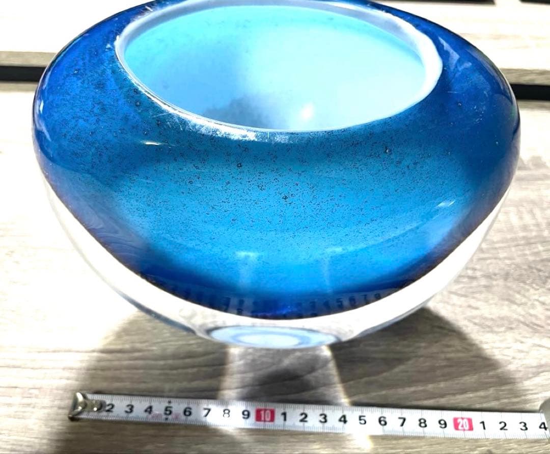 ガラス製フラワーベース　花瓶　ガラス工芸品　ブルーサファイア 約20cm/3kg