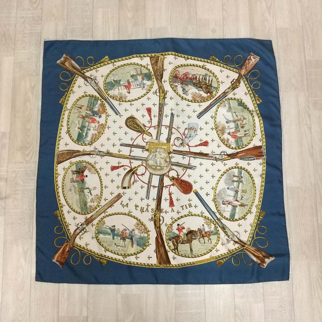 エルメス/カレ90スカーフ/ラシャッセアティル/シルク100％/ヴィンテージ