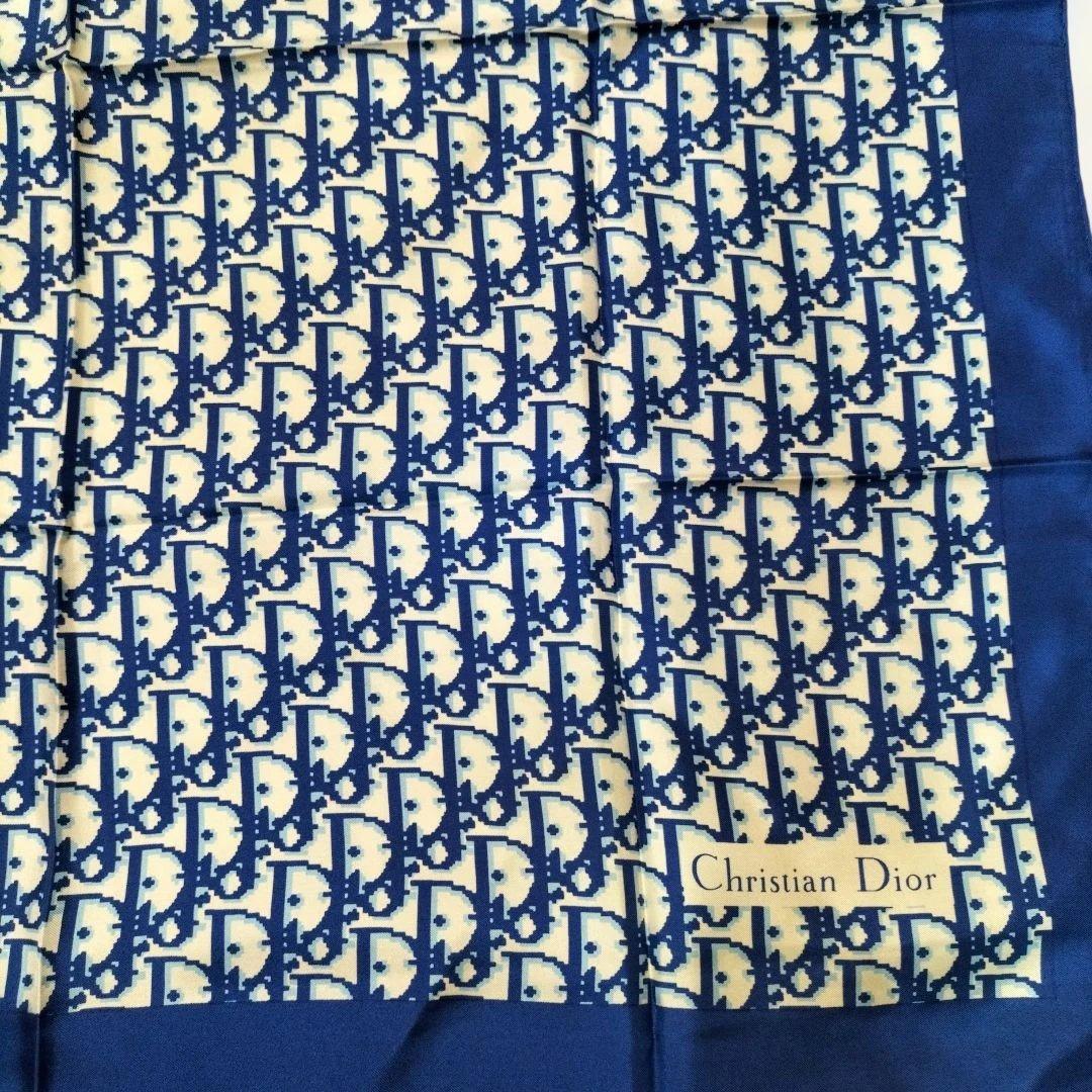 Christian Dior シルクスカーフ ネイビー/ホワイト