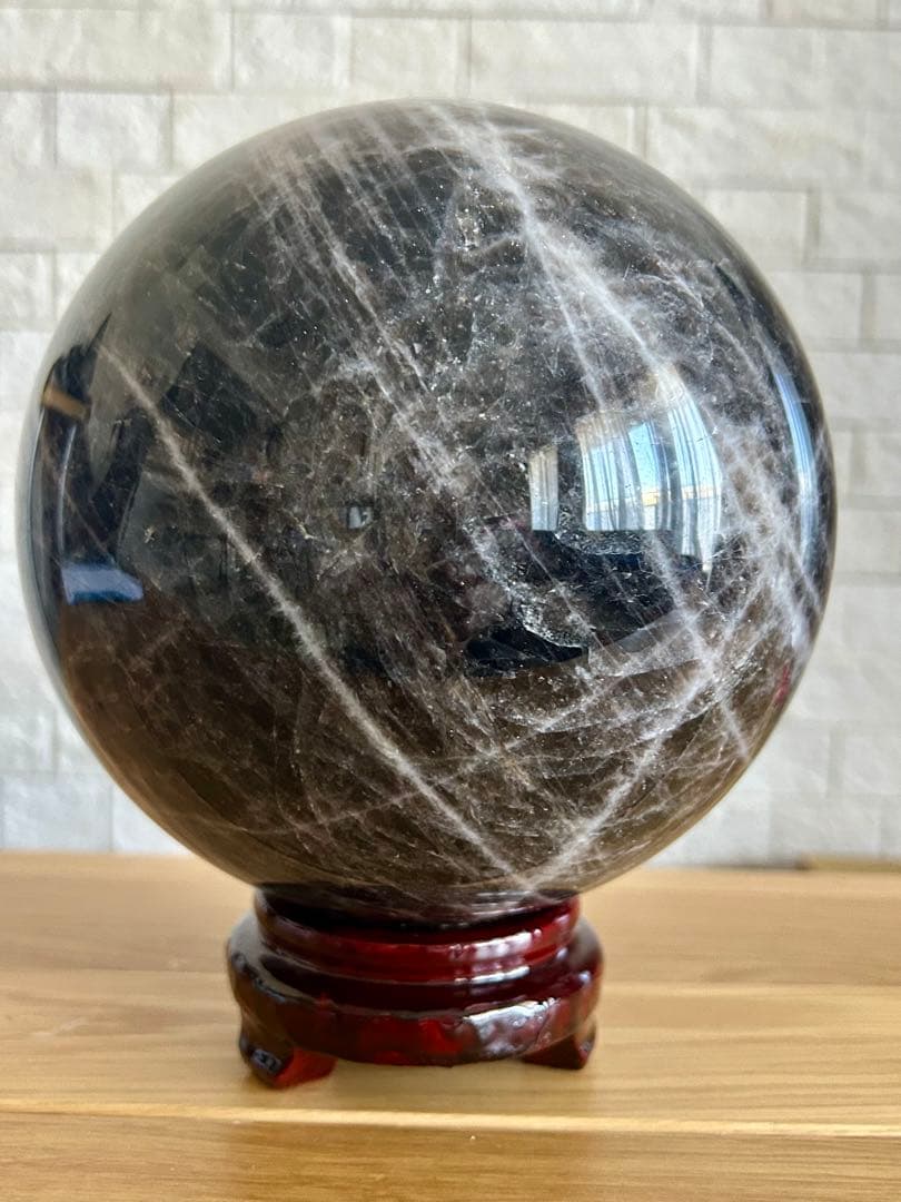 【希少・大型】モリオン 黒水晶 スフィア 約160mm魔除け・浄化・守護石｜丸玉