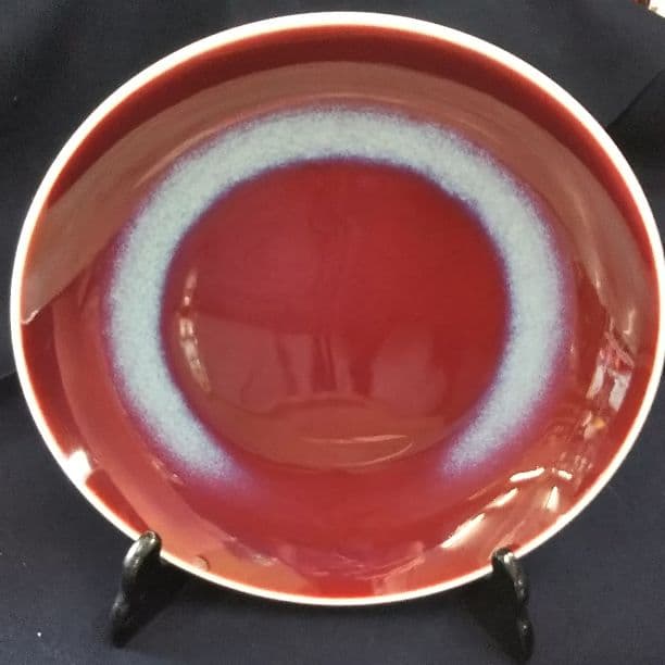 有田焼 馬場真右ェ門 辰砂高台尺平皿