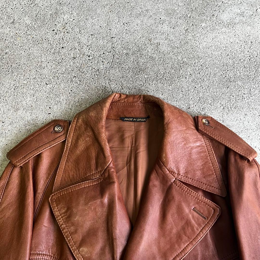 EURO vintage スペイン製 ラムレザートレンチコート 羊革